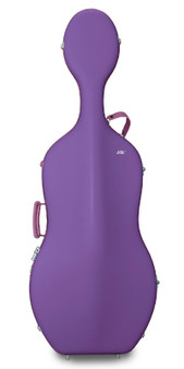 JML Night-Purple hard cello case with light grey leather straps – durable protective instrument case