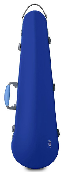 JML Denim-Blue contoured violin shaped case with ergonomic handles and reinforced latches – lightweight and durable protection