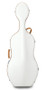 JML Litchi-White hard cello case with light grey leather straps – durable protective instrument case