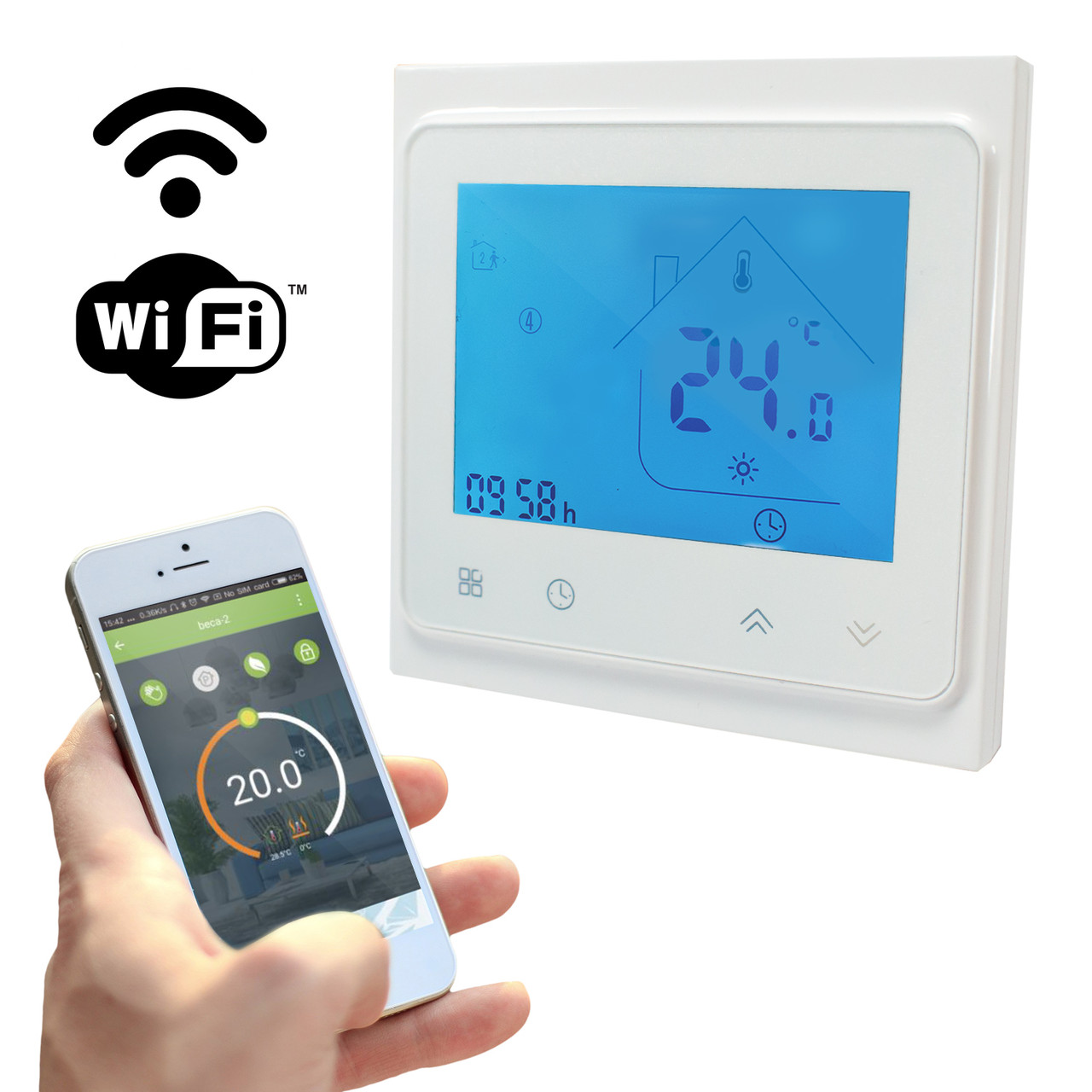 Adept WiFi Programmable Thermostat (White) - uHeat