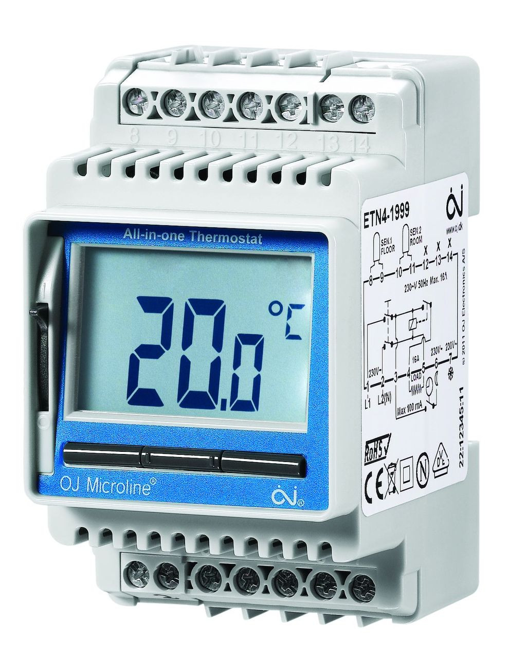 Din Rail Mounted Temperature Controller NO SENSOR uHeat