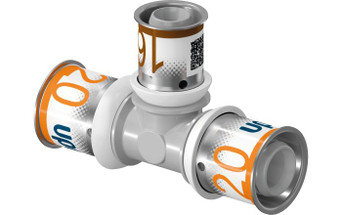Uponor S-Press PLUS Composite Reduced Tee for MLC & SAC Pipes Uponor S-Press PLUS Composite Reduced Tee for MLC & SAC Pipes