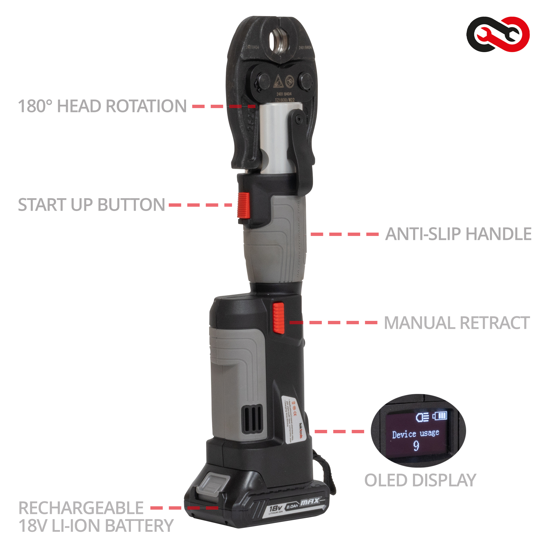 TekTools TZ1930 Cordless Press Tool
