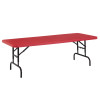 NPS 30"x72" Height Adjustable Blow Molded Folding Table, Red