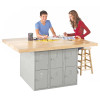 Diversified Spaces Four-Station Workbench with Steel Lockers