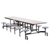NPS 12' Mobile Stool Cafeteria Table, MDF Core, Protect Edge, Black Frame