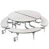 NPS 60" Round Mobile Bench Cafeteria Table, Particleboard Core, T-Mold Edge, Chrome Frame