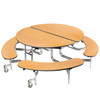 NPS 60" Round Mobile Bench Cafeteria Table, Particleboard Core, T-Mold Edge, Chrome Frame