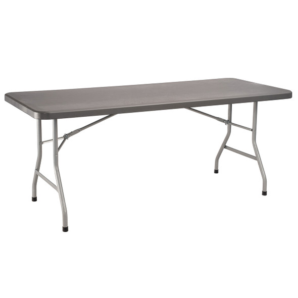 NPS 30"x72" Blow Molded Folding Table-Charcoal/Silvertone