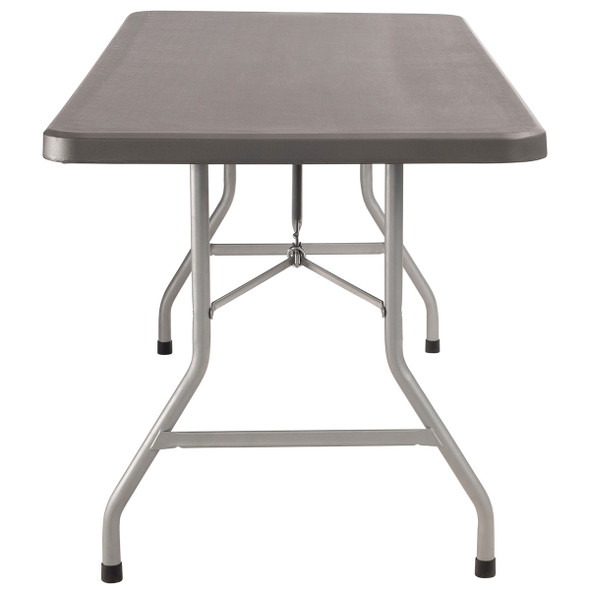 NPS 30"x72" Blow Molded Folding Table-Charcoal/Silvertone