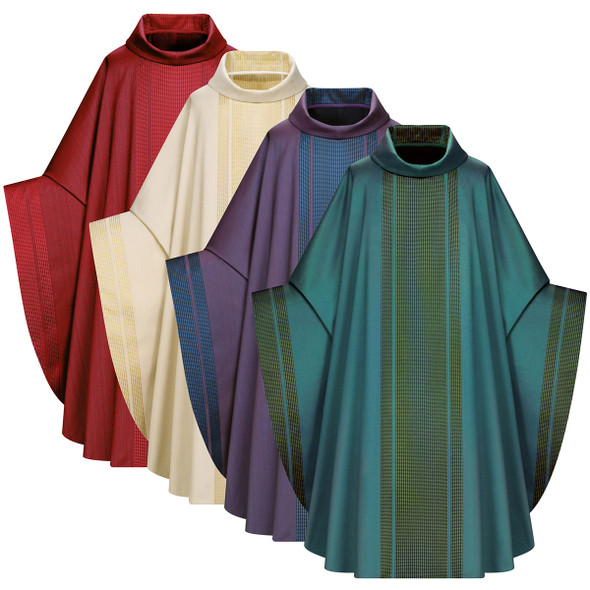 Slabbinck Gothic Chasuble with Roll Collar in Agate Fabric - Set of 4 Colors