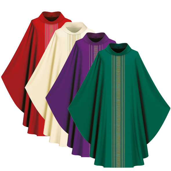 Slabbinck Gothic Chasuble with Roll Collar in Brugia Fabric - Set of 4 Colors