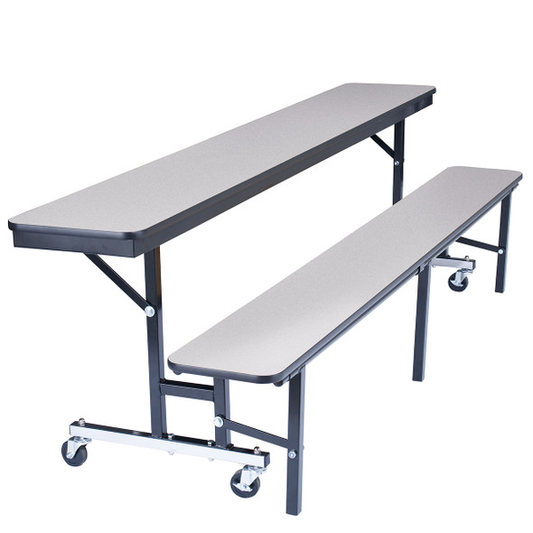 NPS 8' Convertible Bench, MDF Core, Grey Nebula Top/Bench, Black Frame, Protect Edge