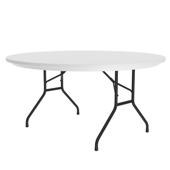 Correll 60" Round Blow-Molded Folding Table, Gray Granite