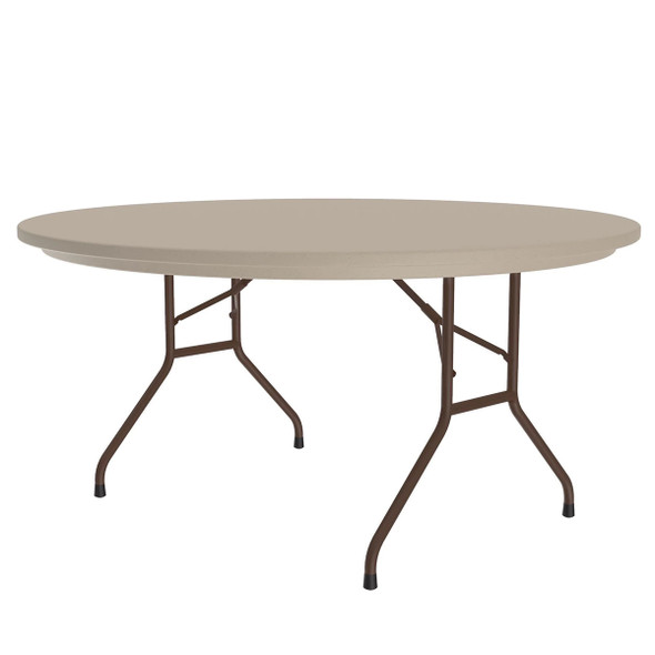 Correll 60" Round Blow-Molded Folding Table, Mocha Granite