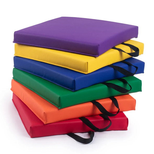 Bintiva 15" Square Vinyl Floor Cushions - Set of 6