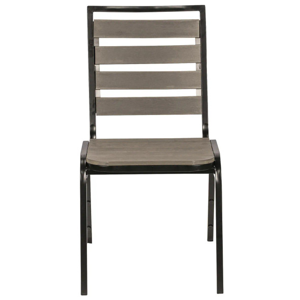 Lorell Faux Wood Outdoor Chairs-Charcoal Grey