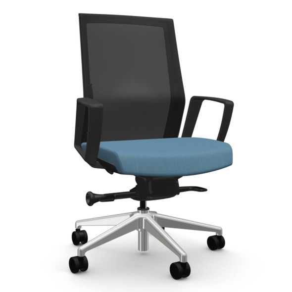 AMQ ZILO Chair - Black Backrest, Loop Arms, Aluminum Base