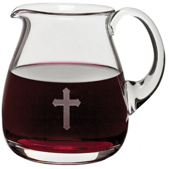 Alviti 9123 37 Oz Glass Flagon w Etched Cross