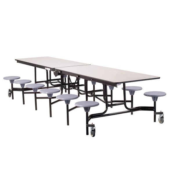 NPS 12' Mobile Stool Cafeteria Table, MDF Core, Protect Edge, Black Frame