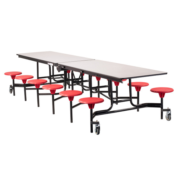 NPS 12' Mobile Stool Cafeteria Table, MDF Core, Protect Edge, Black Frame
