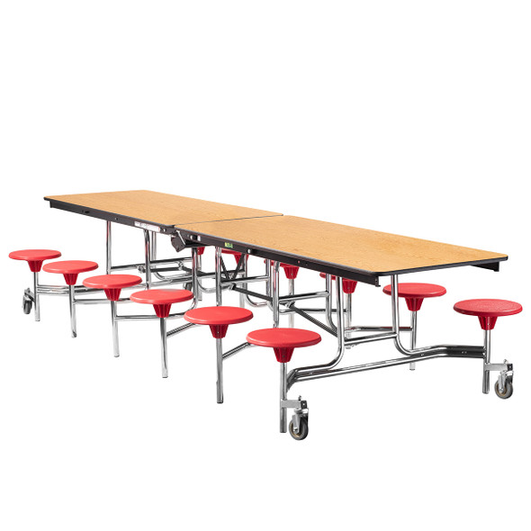 NPS 12' Mobile Stool Cafeteria Table, MDF Core, Protect Edge, Chrome Frame