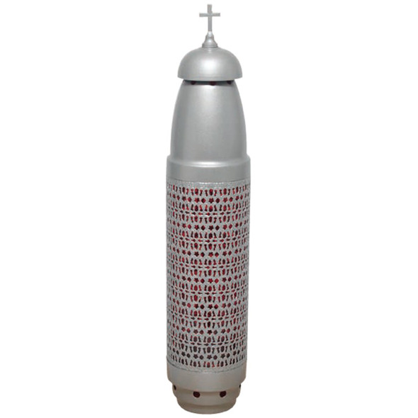 Alviti 9767PCF Cemetery Light Silver/Red w Stake Filigree Design