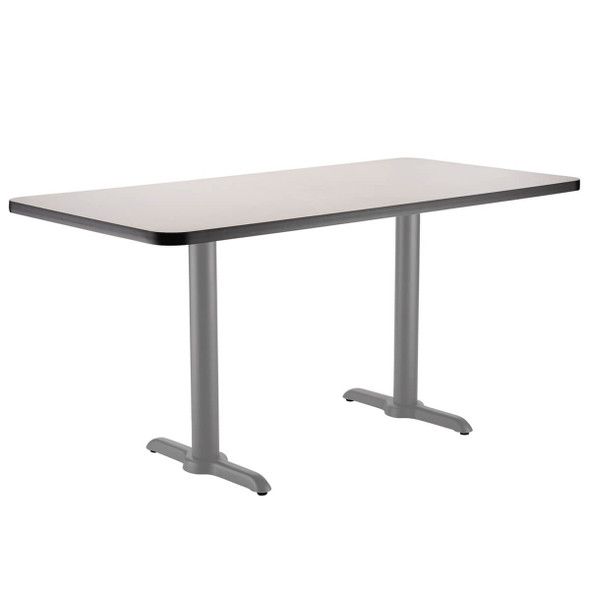 NPS Café Table, 24"x60", Grey T-Base, 30" H, MDF Core/Protect Edge