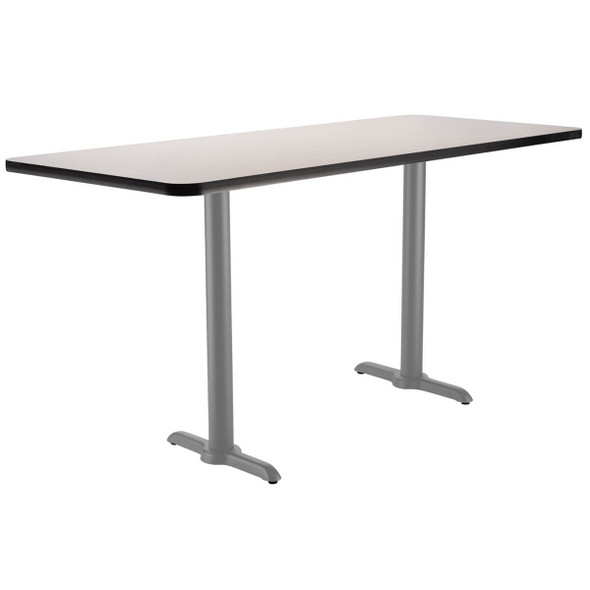 NPS Café Table, 24"x60", Grey T-Base, 36" H, MDF Core/Protect Edge