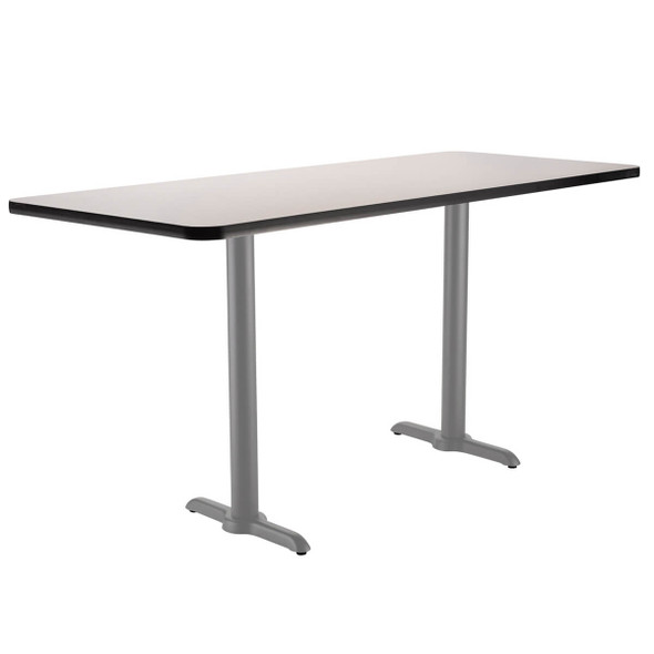 NPS Café Table, 24"x72", Grey T-Base, 36" H, MDF Core/Protect Edge