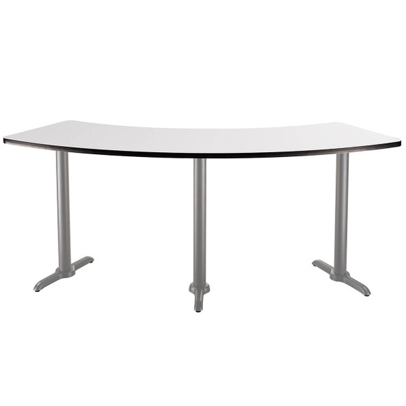 NPS Café Table, 60° Curve, 24 "x 91.25", Grey T-Base, 36" H, MDF Core/Protect Edge