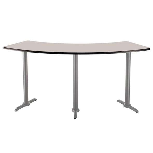 NPS Café Table, 60° Curve, 24 "x 91.25", Grey T-Base, 42" H, MDF Core/Protect Edge