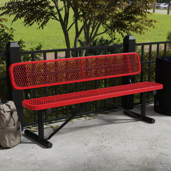 Leisure Craft 6' Portable Expanded Metal Bench w Back