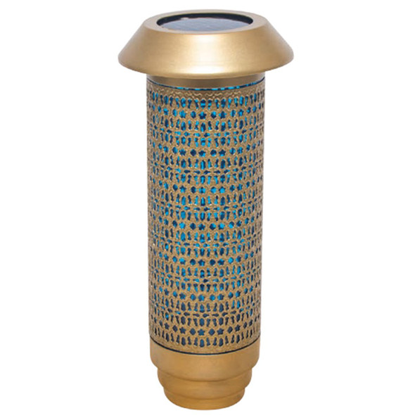 Alviti 9874PCF Solar Cemetery Light Gold/Blue w Stake Filgree Design