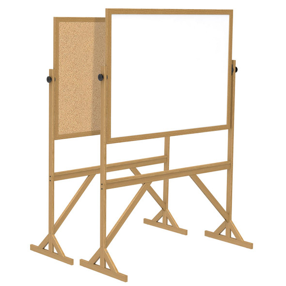 Ghent Mobile Reversible Board Wood Frame Non-Magnetic Markerboard/Cork