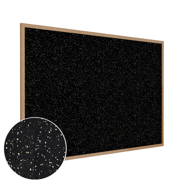 Ghent 4'x5' Wood Frame, Oak Finish Recycled Rubber Bulletin Board