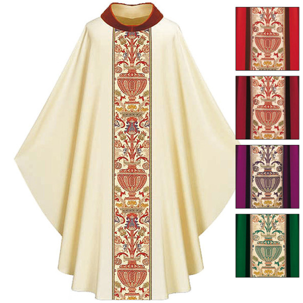 Slabbinck Gothic Chasuble with Roll Collar in Dupion Fabric