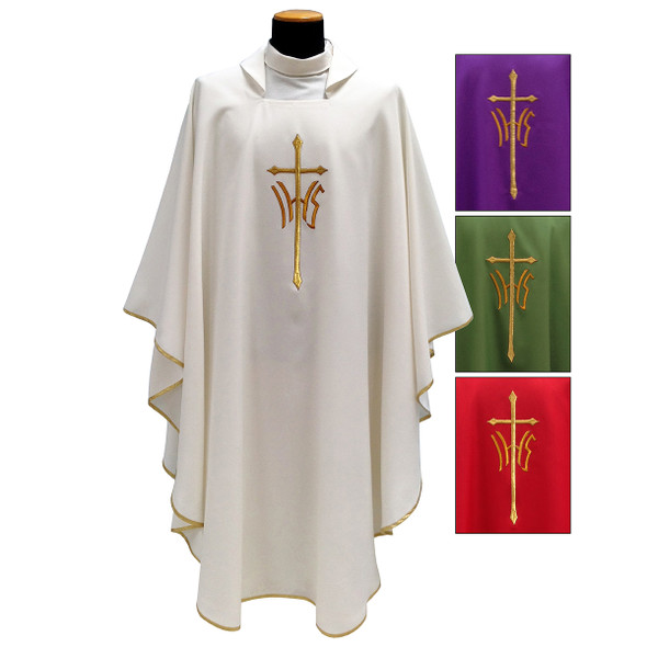 Solivari Gothic Chasuble w Embroidered Gold Band 100% Polyester