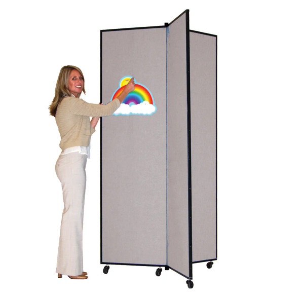 Screenflex Three-Panel Mobile Display Tower 6' 5"H