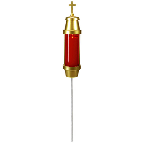Will & Baumer Cemetery Light Metal w Red Plastic Globe
