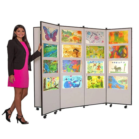 Screenflex Six-Panel Mobile Display Tower 5' 9"H