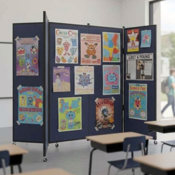 Screenflex Six-Panel Mobile Display Tower 6' 5"H