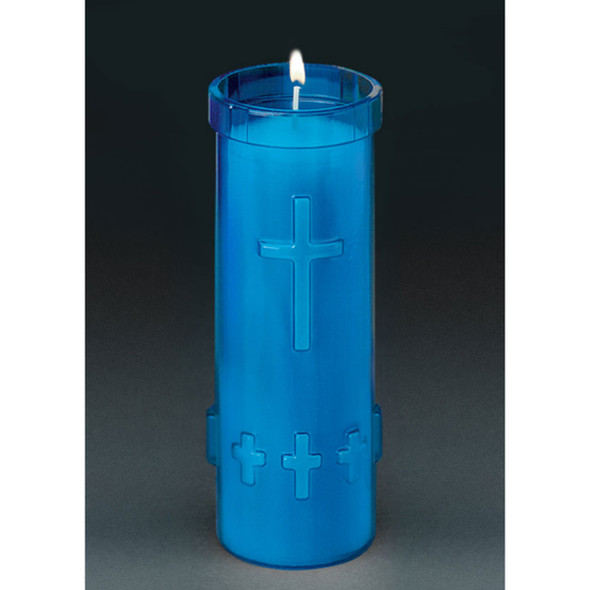 Emkay Devotional Candle 6 Day Glass Blue 12/Cs