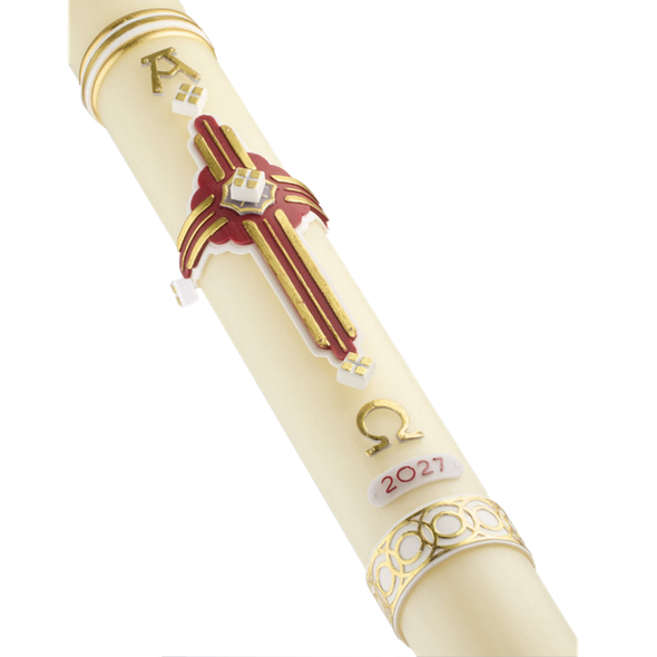 Root Paschal Candle Surrexit Dominus Red