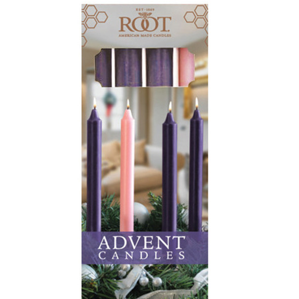 Root Advent Candle Set 7/8" x 17 1/2" 3 Purple/1 Rose Self Fitting End