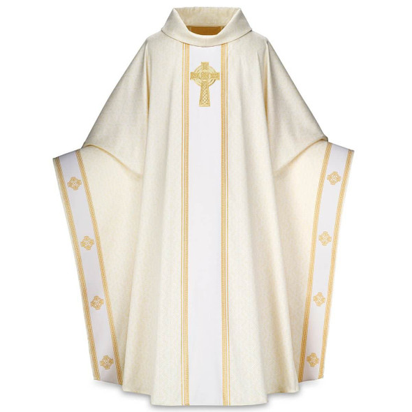 Slabbinck Monastic Chasuble In Celtic Fabric White- 53" Long