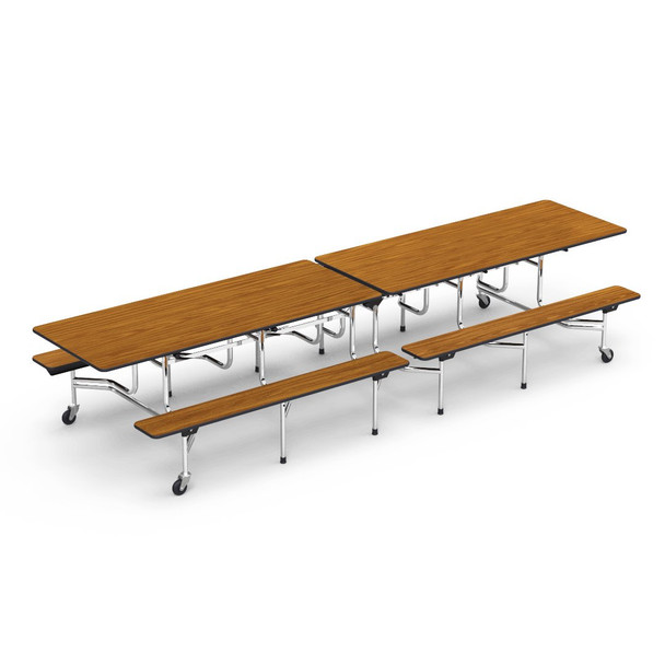 Virco MTB Series 12' Mobile Bench Table w Medium Oak Top