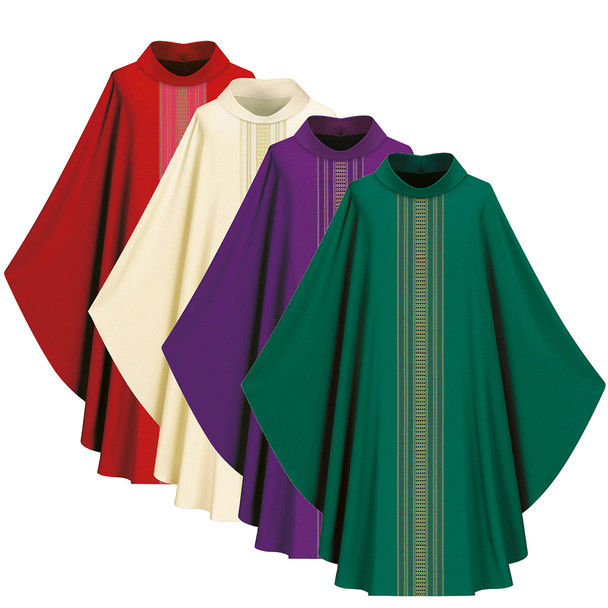 Slabbinck Gothic Chasuble with Roll Collar in Brugia Fabric - Set of 4 Colors