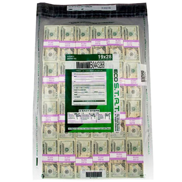 US Bank Green Eco Stat Tamper-Evident Bundle Bag 19" x 28" Clear 100/Bx