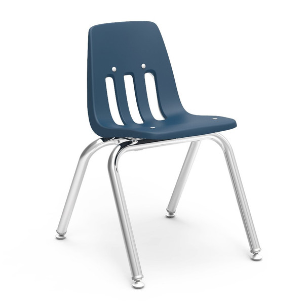 Virco 9000 Series 14" Chair, Navy Seat, Chrome Frame
